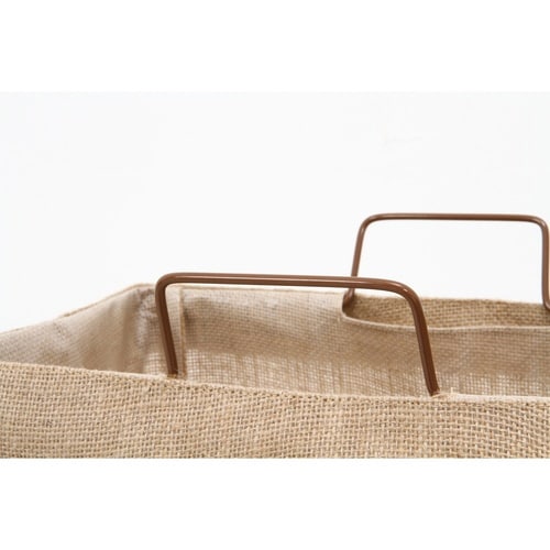 ランドリーボックス 横型取手付 ワンポイント 麻