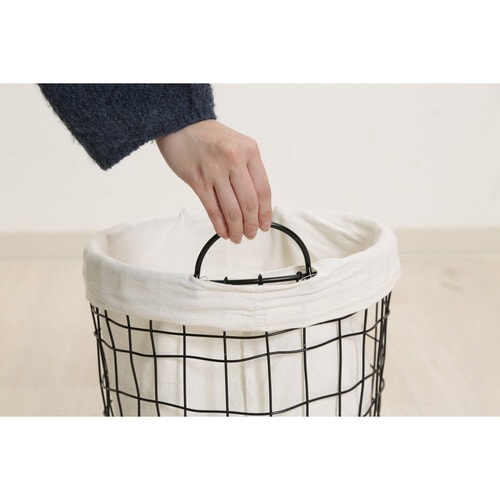 ランドリーバスケット ラウンド S ブラック
