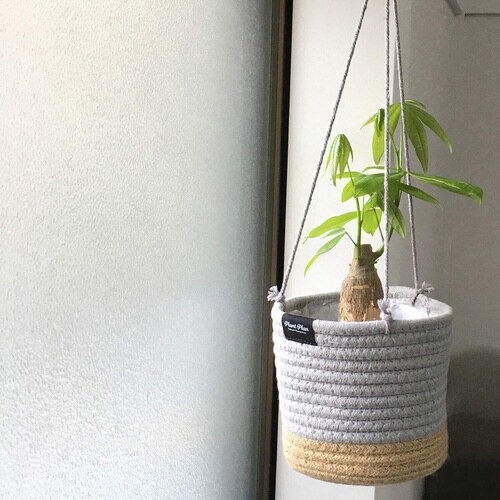 ハンギング プランターカバー S ロープ グレー