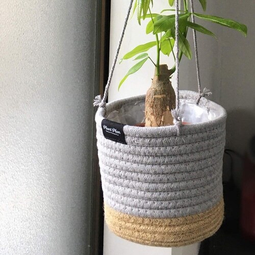 ハンギング プランターカバー S ロープ グレー