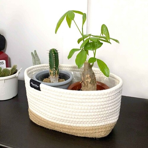 プランターカバー スクエア ロープ アイボリー