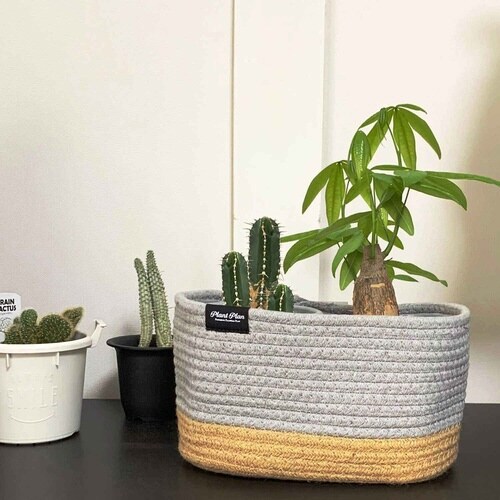 プランターカバー スクエア ロープ グレー