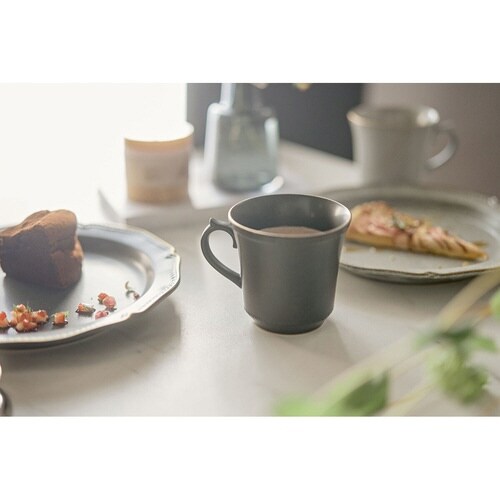 マグカップ 350ml ステッチ 陶器 ブラック