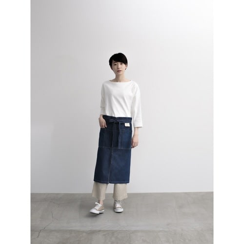 エプロン 綿100% ギャルソンエプロン ネイビー