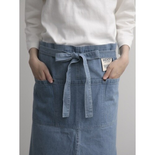 エプロン 綿100% ギャルソンエプロン ブルー