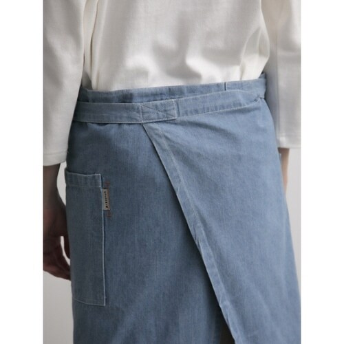 エプロン 綿100% ギャルソンエプロン ブルー