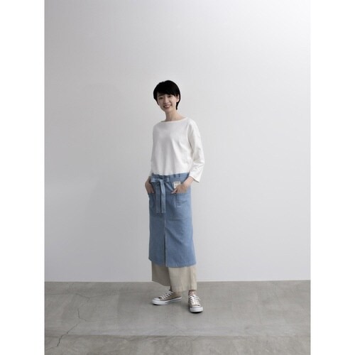 エプロン 綿100% ギャルソンエプロン ブルー