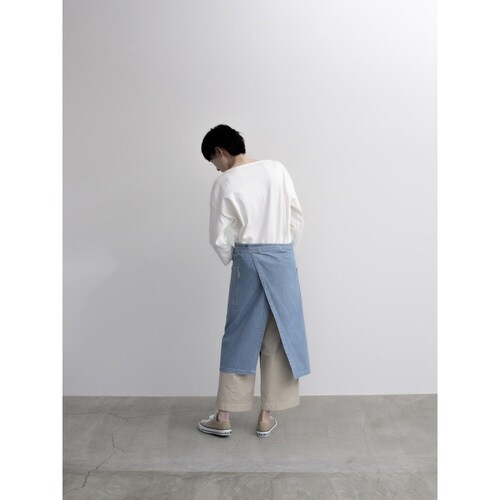 エプロン 綿100% ギャルソンエプロン ブルー