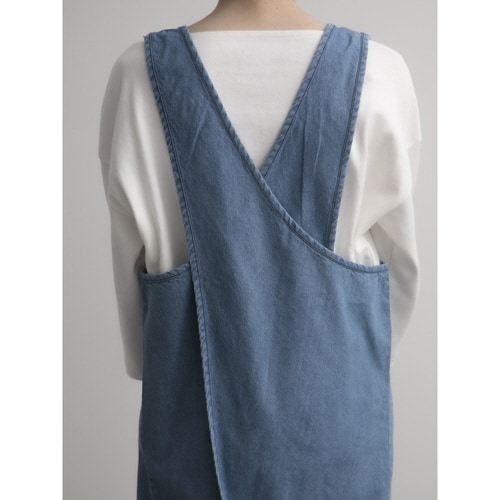 エプロン 綿100% バッククロスエプロン ブルー