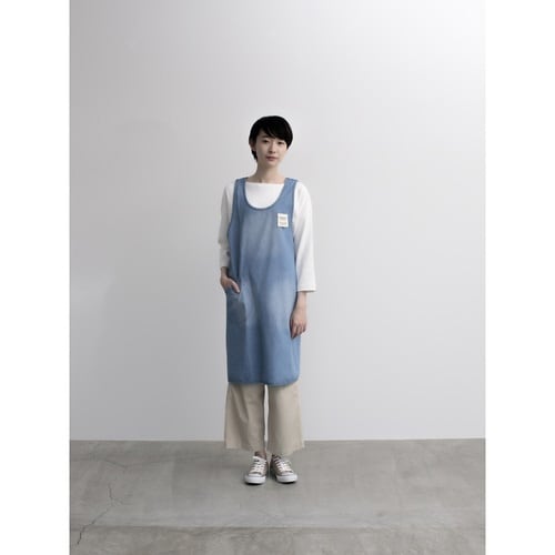 エプロン 綿100% バッククロスエプロン ブルー