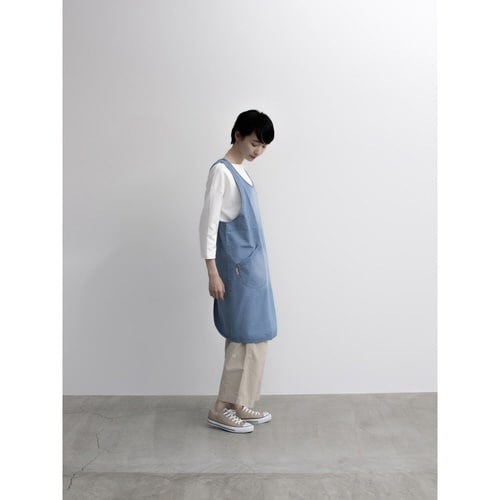 エプロン 綿100% バッククロスエプロン ブルー