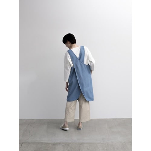 エプロン 綿100% バッククロスエプロン ブルー
