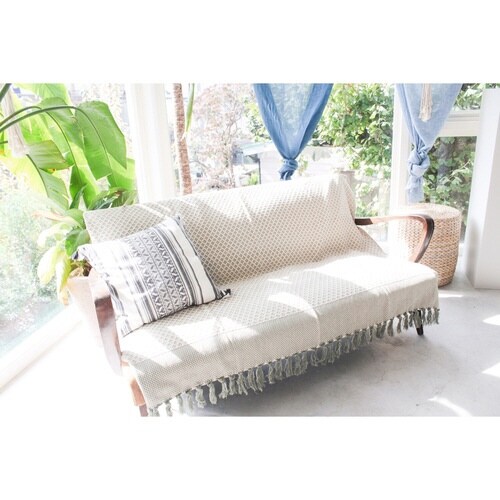 マルチカバー コットンスロー フラワー オリーブ