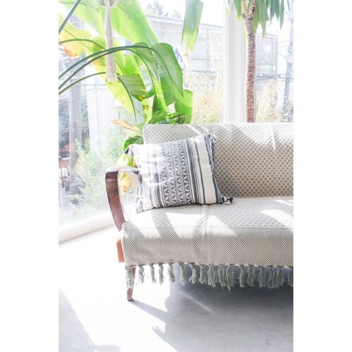 マルチカバー コットンスロー フラワー オリーブ