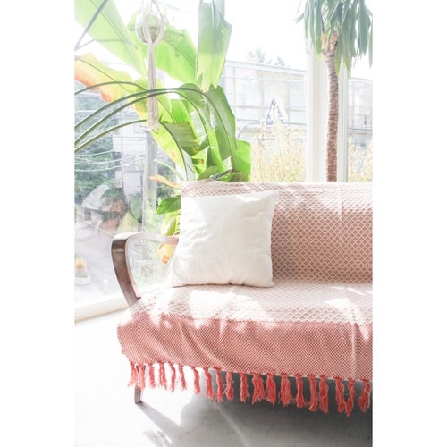 マルチカバー コットンスロー フラワー ピンク