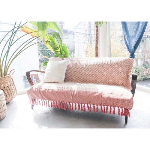 マルチカバー コットンスロー フラワー ピンク