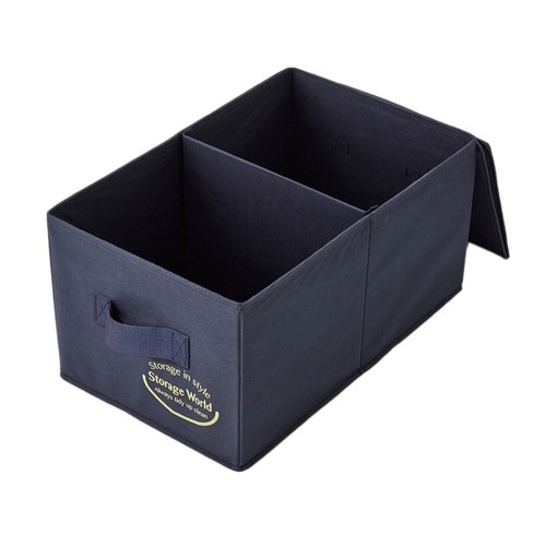 収納ボックス クローゼットのフタ付整理箱 ネイビー