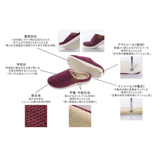 スリッパ バイデワン Lサイズ ローズ