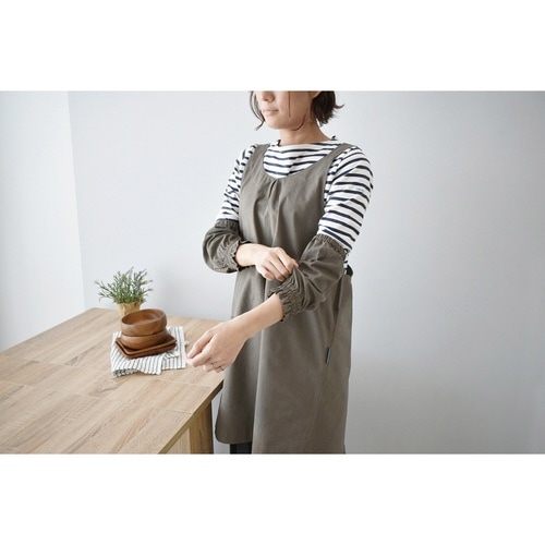 エプロン 綿麻 バッククロスエプロン ブラウン