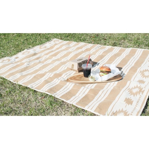 ピクニックシート ボーダー ベージュ