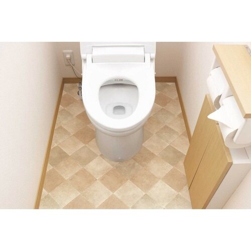 トイレマット 吸着 抗菌 タイルベージュ