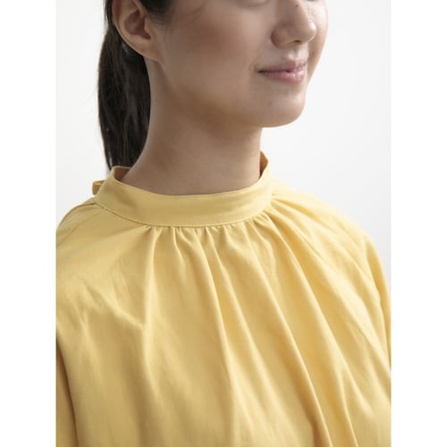 エプロン 無地 袖シャーリング割烹着 イエロー