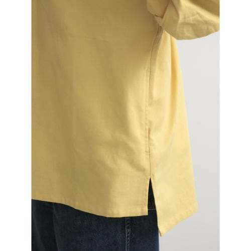 エプロン 無地 袖シャーリング割烹着 イエロー