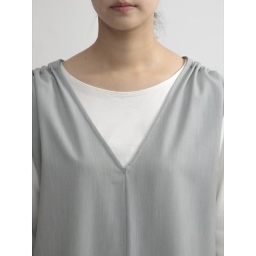 エプロン 無地 肩ギャザーオールインワン 杢グレー