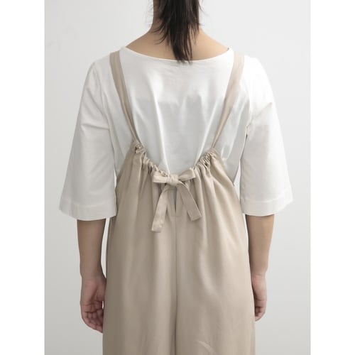 エプロン 無地 後ろリボンオールインワン ベージュ