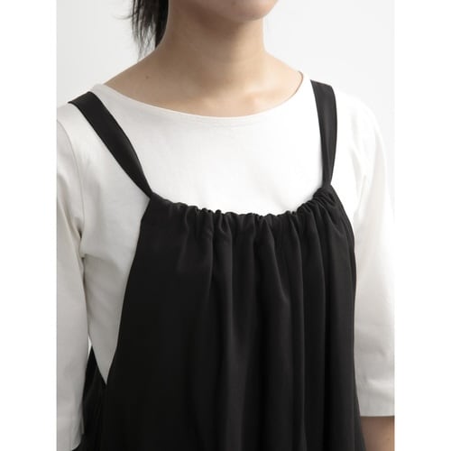 エプロン 無地 後ろリボンオールインワン ブラック