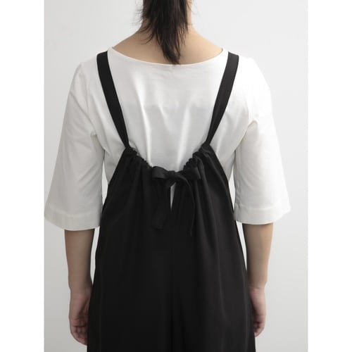 エプロン 無地 後ろリボンオールインワン ブラック