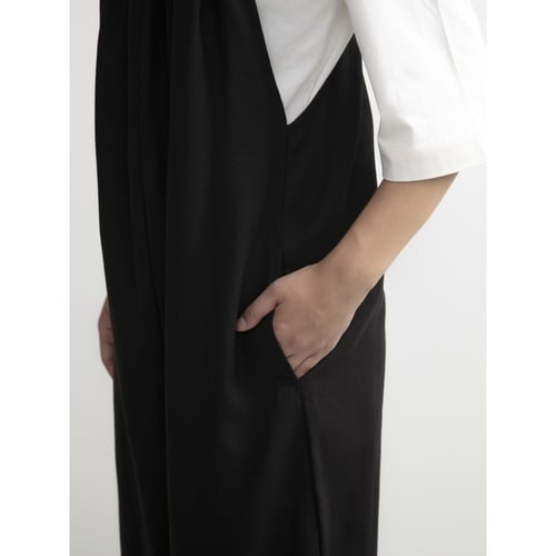 エプロン 無地 後ろリボンオールインワン ブラック