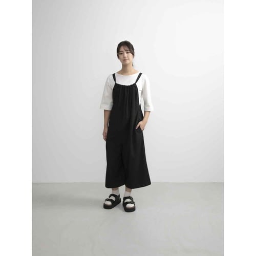 エプロン 無地 後ろリボンオールインワン ブラック