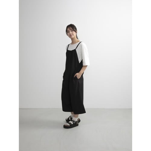 エプロン 無地 後ろリボンオールインワン ブラック