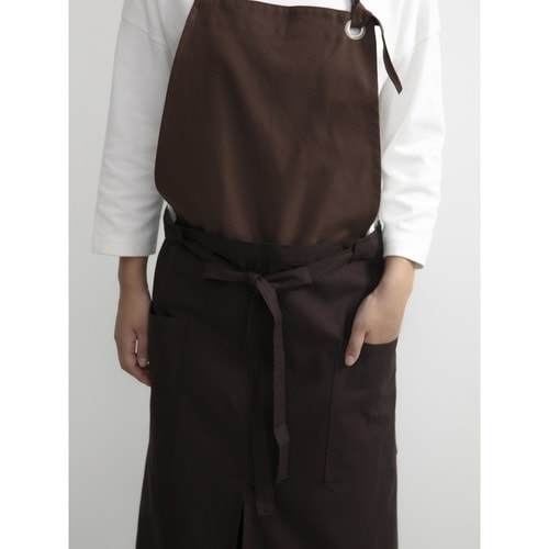 エプロン 無地 ブラウン