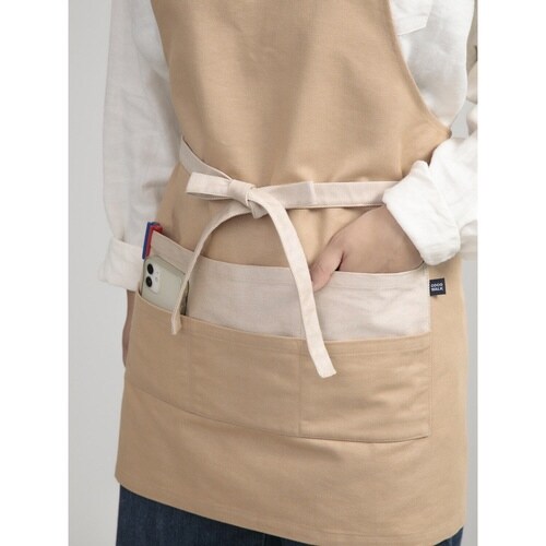 エプロン 無地 ベージュ