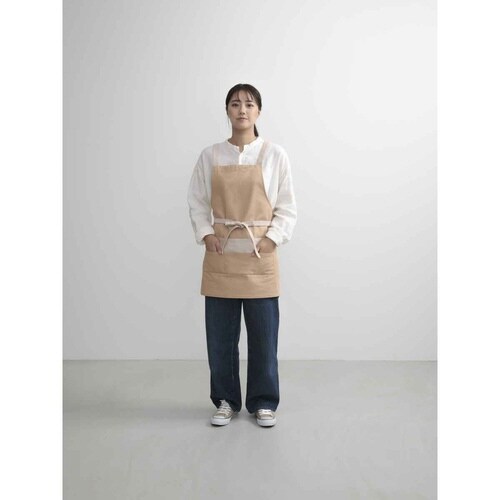 エプロン 無地 ベージュ