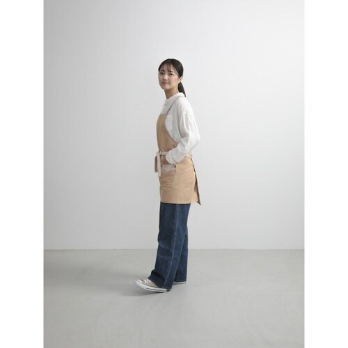 エプロン 無地 ベージュ