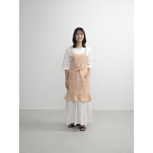 エプロン スソフリルラップエプロン ピンク