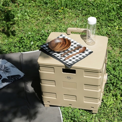 キャリーカート 折りたたみ 蓋付き ベージュ