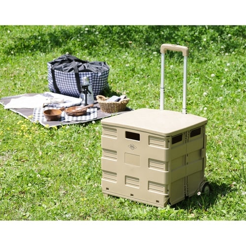 キャリーカート 折りたたみ 蓋付き ベージュ