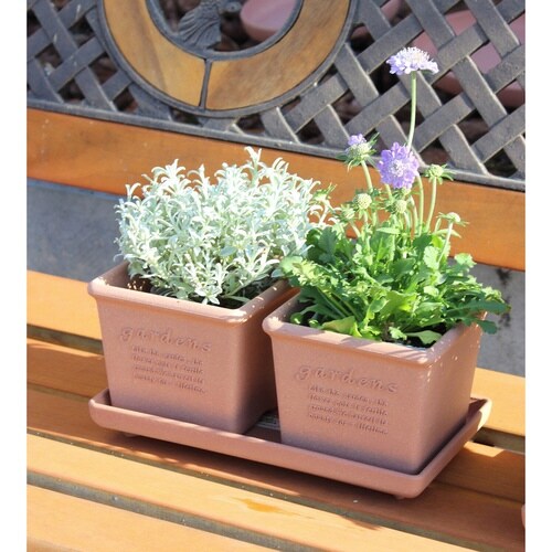 植木鉢 エコポット角型 木粉入り 素焼き