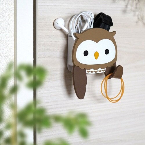 フック 吸着 スティッキーフックポケット フクロウ