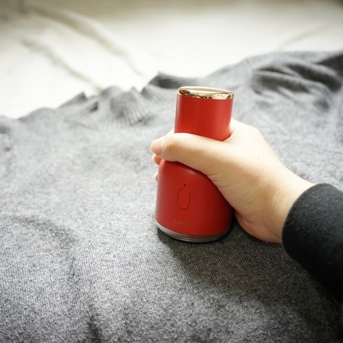 毛玉取り器 ルビンルーク 充電式 レッド