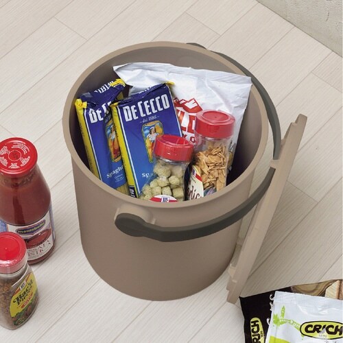 バスケット お米を使った蓋付バケット ブラウン