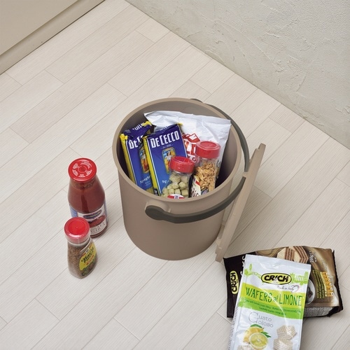 バスケット お米を使った蓋付バケット ブラウン