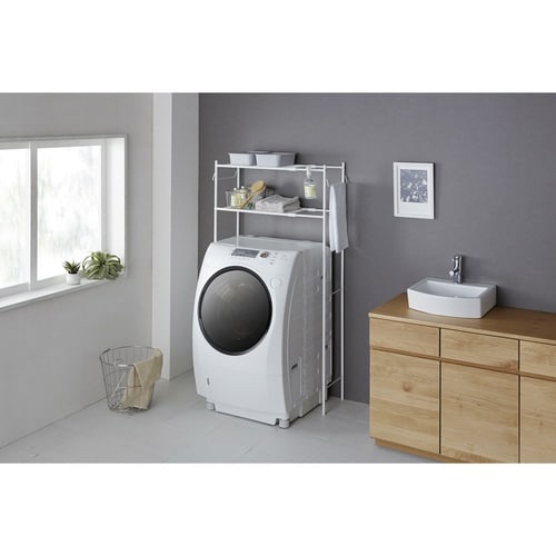 ランドリーラック タオル掛け付き マットホワイト