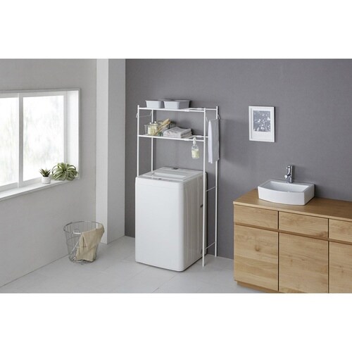 ランドリーラック タオル掛け付き マットホワイト