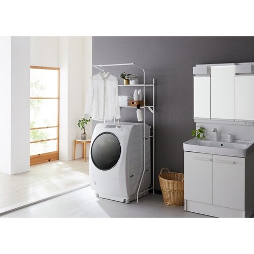 ランドリーラック ハンガーバー付き マットホワイト