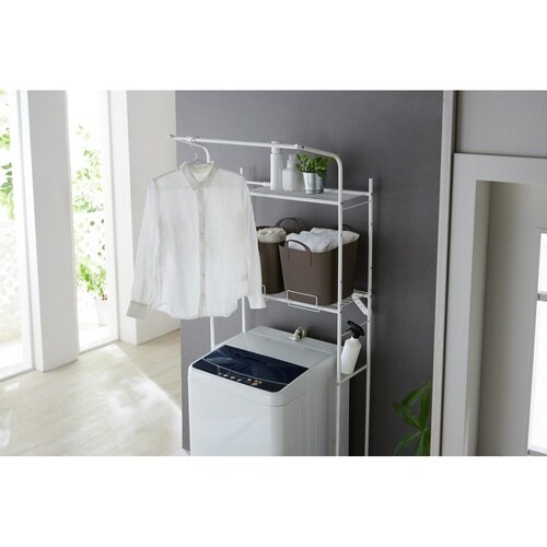 ランドリーラック バスケット台付き マットホワイト